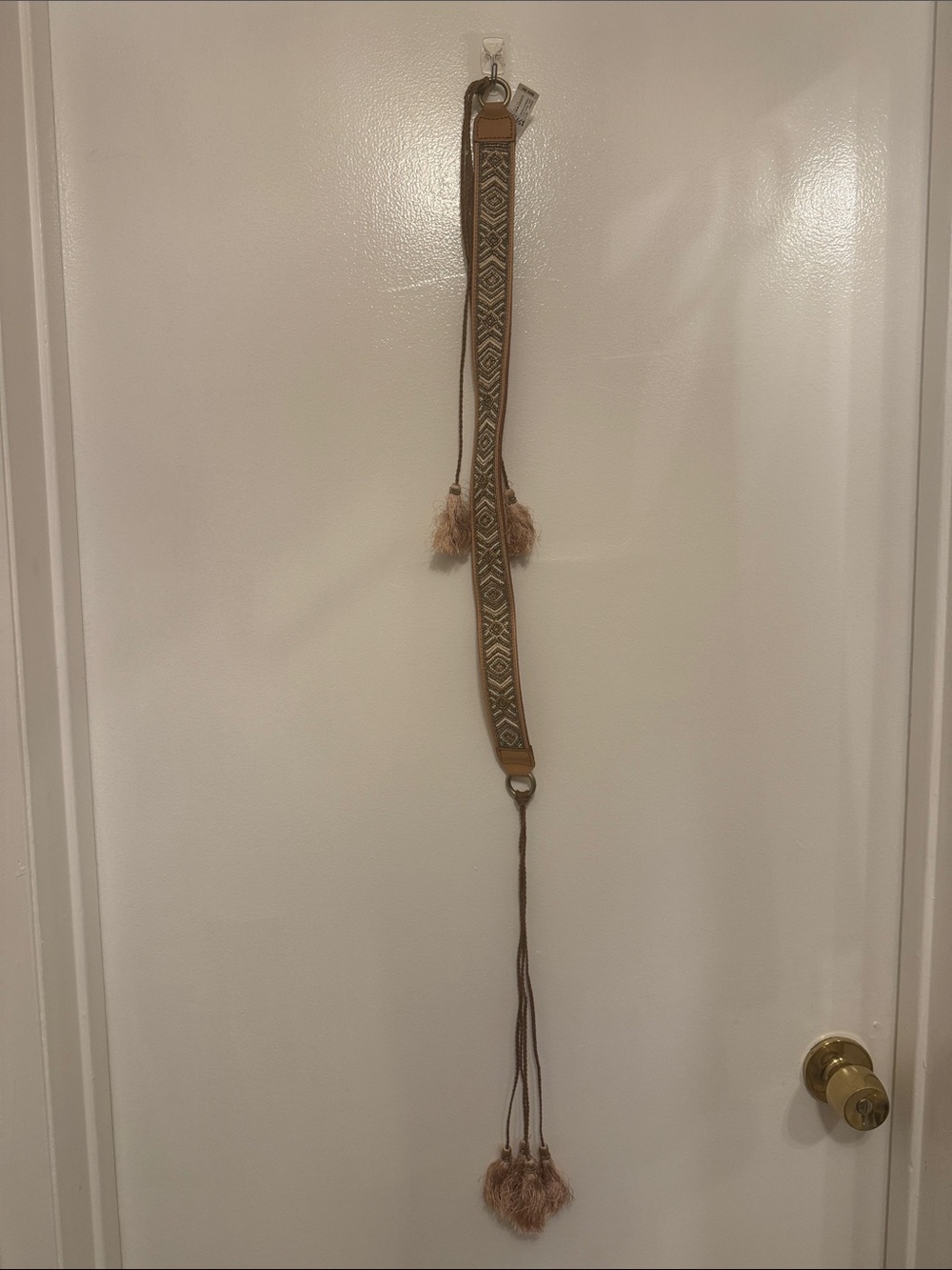 Lucky Brand Woven Boho Hair Sash with Tassels - Tan & Cream